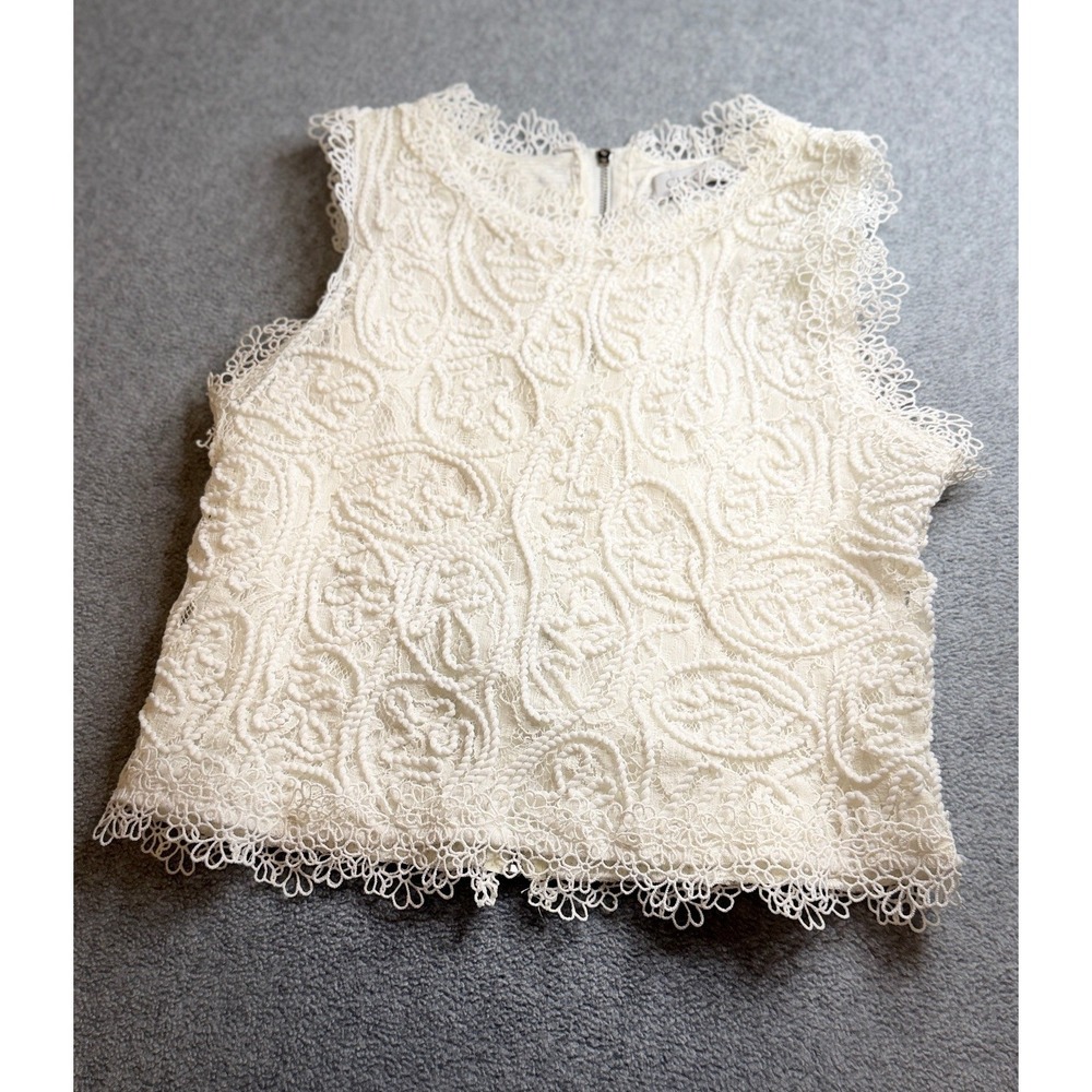 Chicwish Cream Lace Crochet Crop Top Sleeveless Boho Bridal Womens S